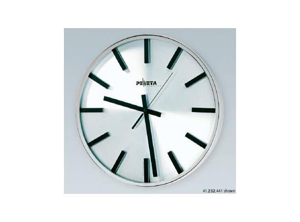 Analog Wall Clock NTP 400mm Silver face, elevated bars